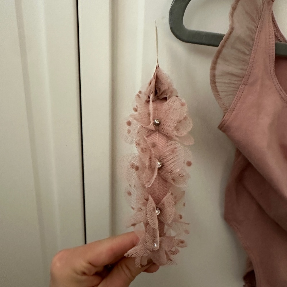 Girls' Dusty Rose Ruffle Strap Formal Dress - Picture 9 of 9